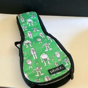 Phitz Green Robot Print Soprano Ukulele Bag